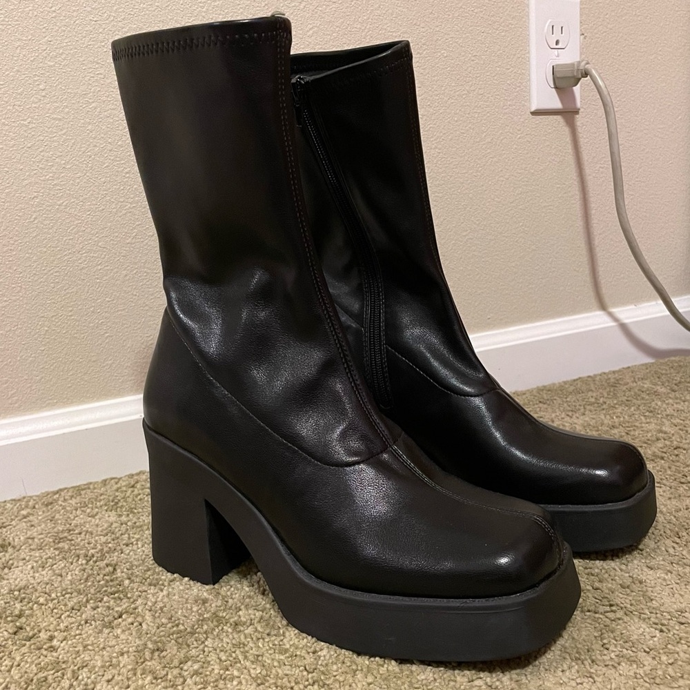 Steve Madden Klayton Black Platform Heeled Boots